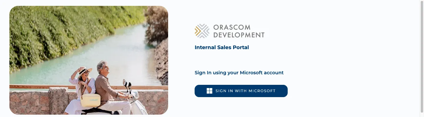 Sales-Man app login — a single “Sign in with Microsoft” action; there is no password/OTP form.