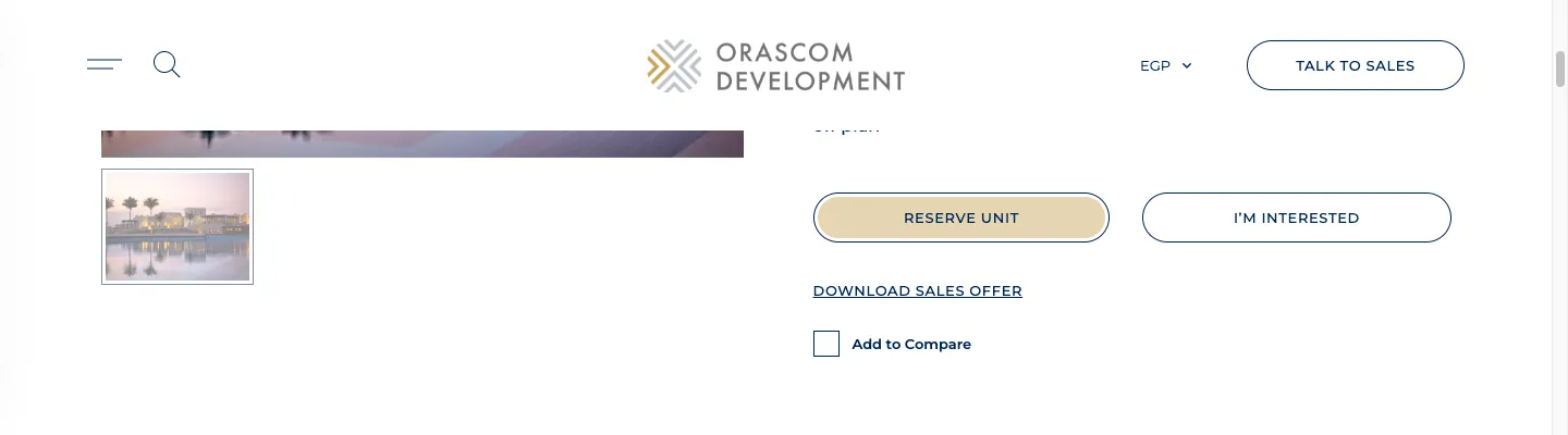 Shopper unit actions — reserve and download-brochure actions on a unit.